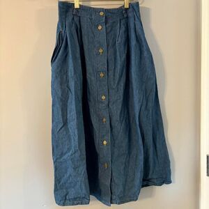 Vintage Koret City Blues Midi Denim Button Up Skirt